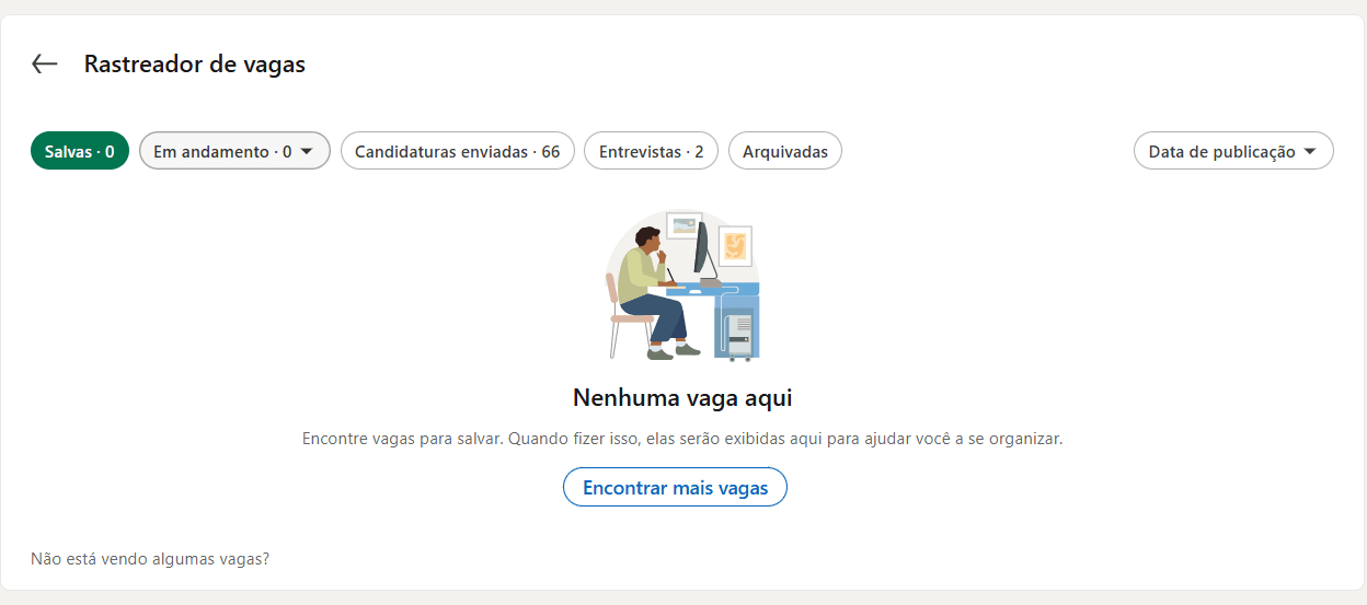Print do campo do rastreador de vagas do LinkedIn